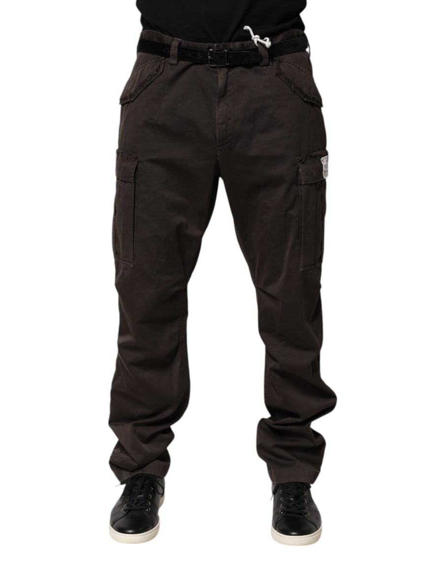 Brown Cotton Stretch Cargo Men Trouser Pants