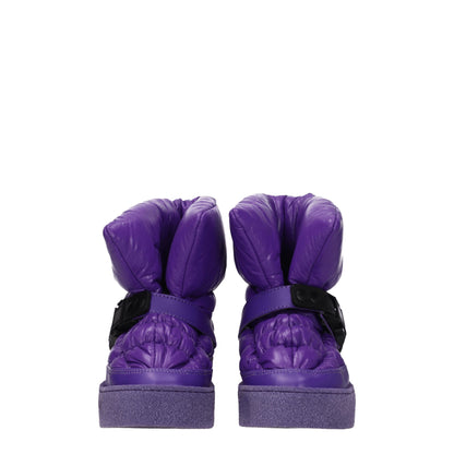 Purple Polyester Ankle Boots
