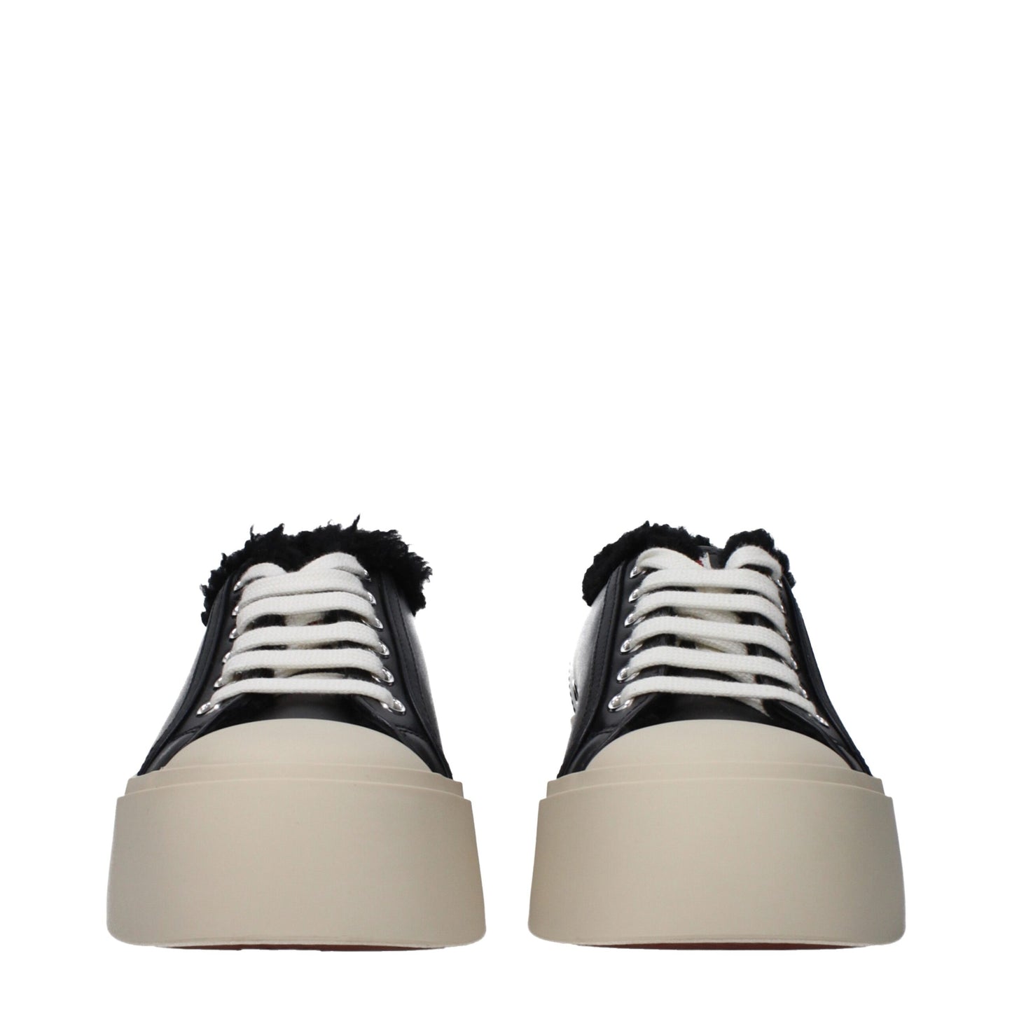 Black Leather Chunky Sneakers