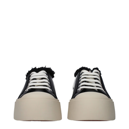 Black Leather Chunky Sneakers