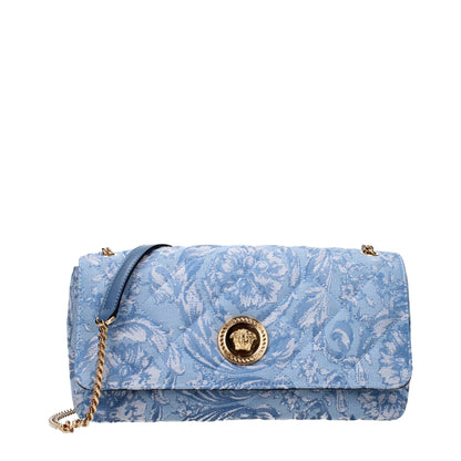Light Blue Fabric Crossbody Bags