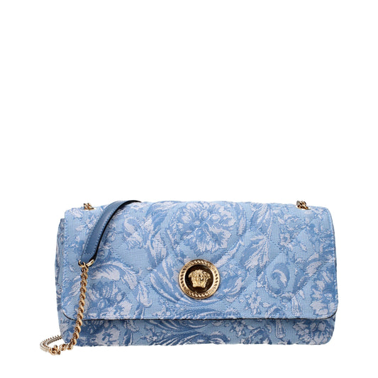 Light Blue Fabric Crossbody Bags