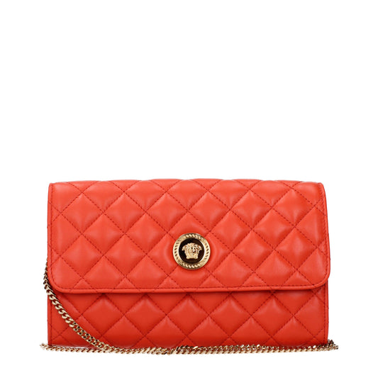 Orange Leather Clutch Bags