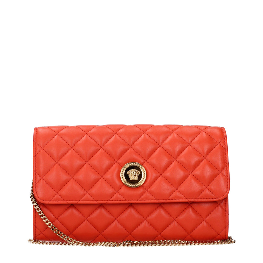 Orange Leather Clutch Bags