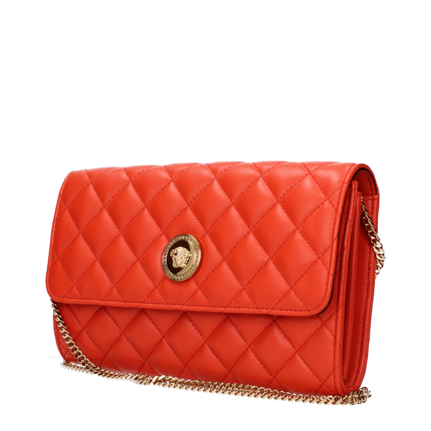 Orange Leather Clutch Bags