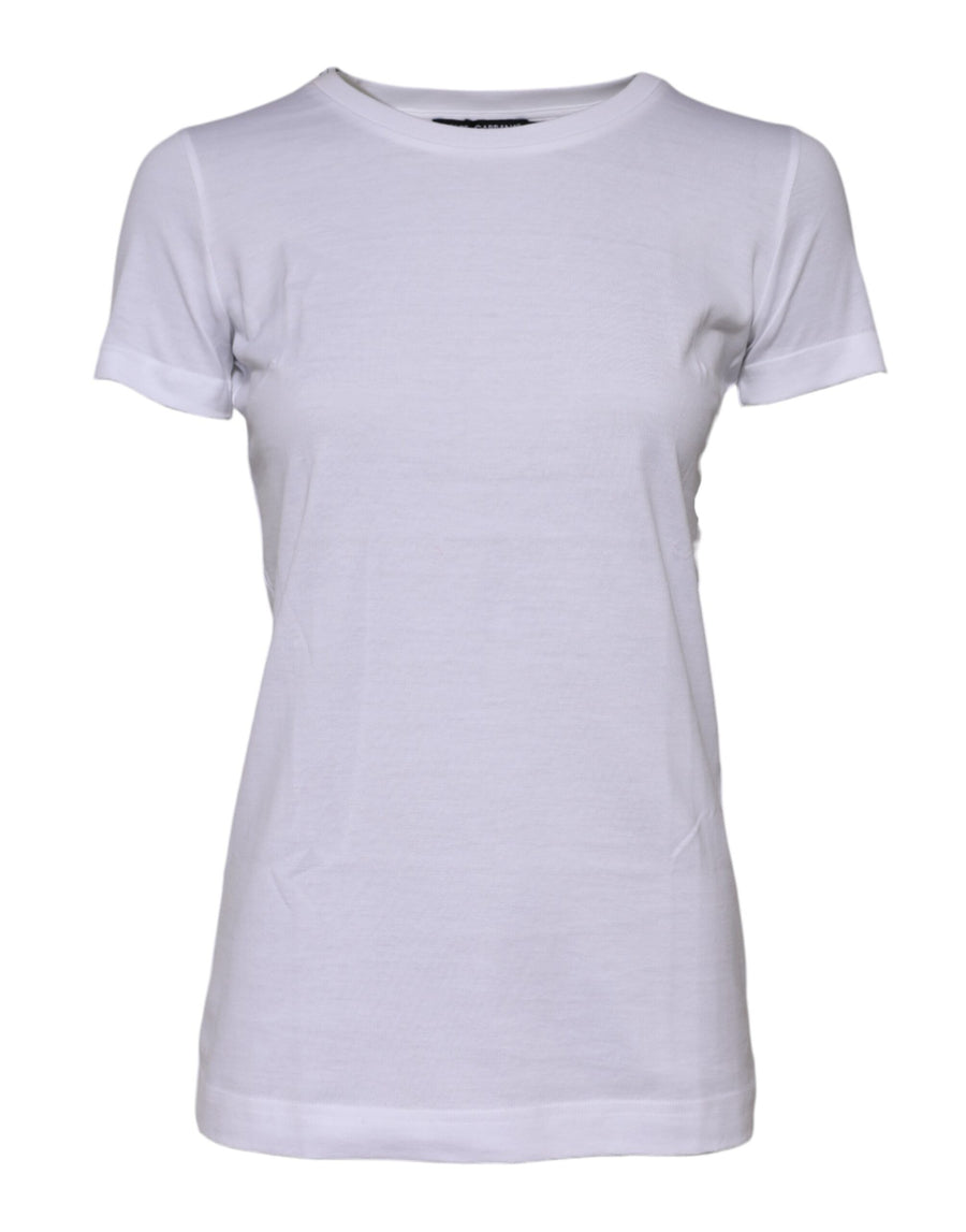 White Cotton Crew Neck Short Sleeves T-shirt