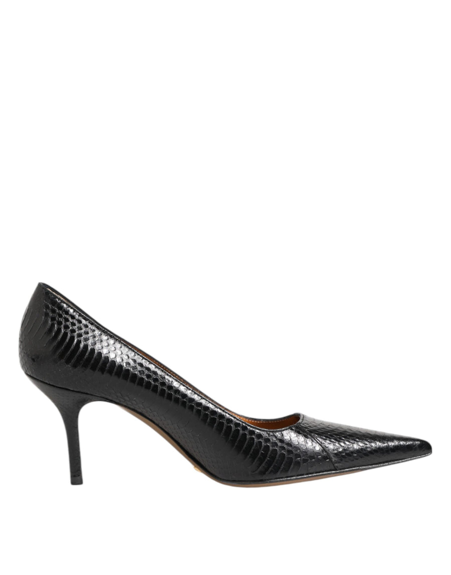 Black Exotic Leather Stiletto Pumps Shoes
