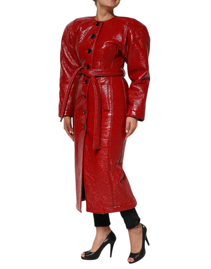 Red Wool Single Breasted Trench Coat Jacket