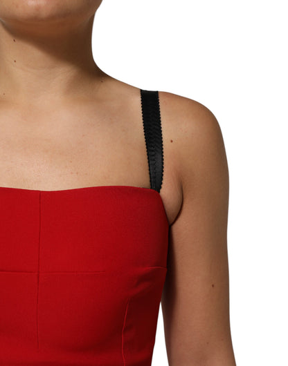 Red Stretch Bodycon Sheath Knee Length Dress