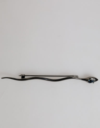 Black Brass Crystal Spilla Serpente Mens Brooch Pin