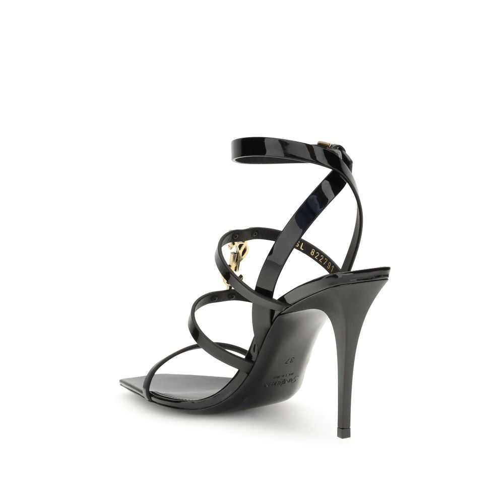 Black Calf Leather Bos Taurus Stiletto Heel Sandals