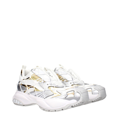 White Fabric Athletic Sneakers