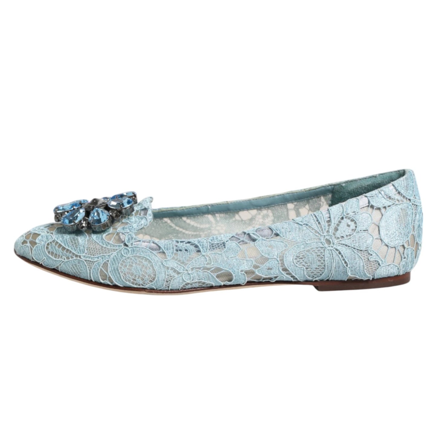Blue Lace Crystal Ballet Flats Loafers Shoes
