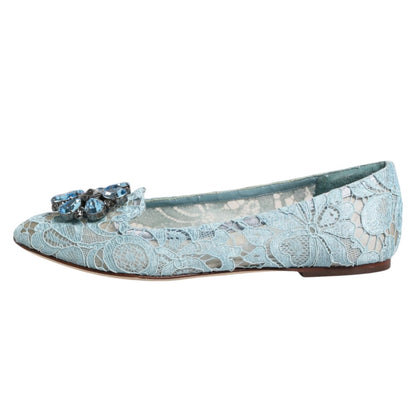 Blue Lace Crystal Ballet Flats Loafers Shoes