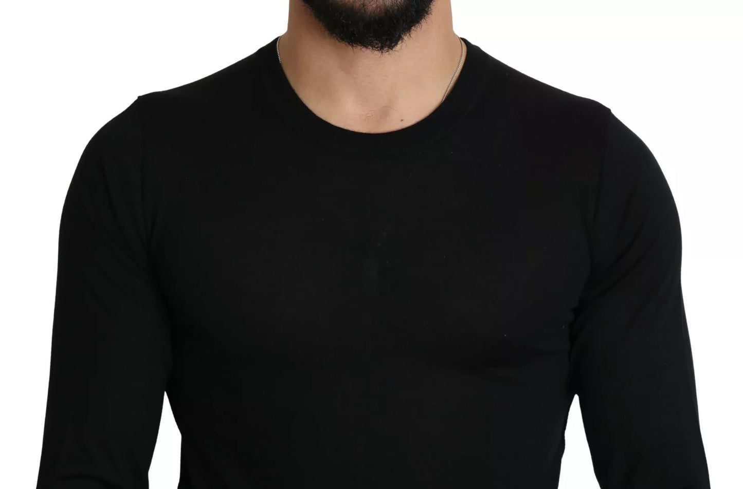 Black Cashmere Crewneck Pullover Sweater