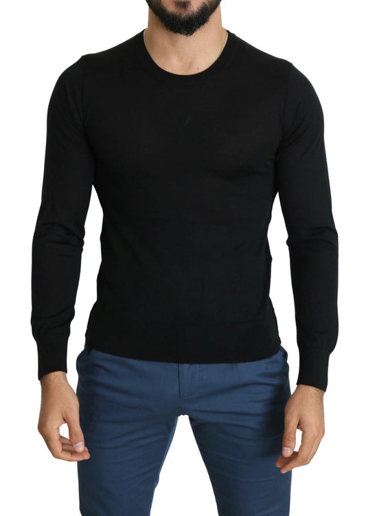 Black Cashmere Crewneck Pullover Sweater