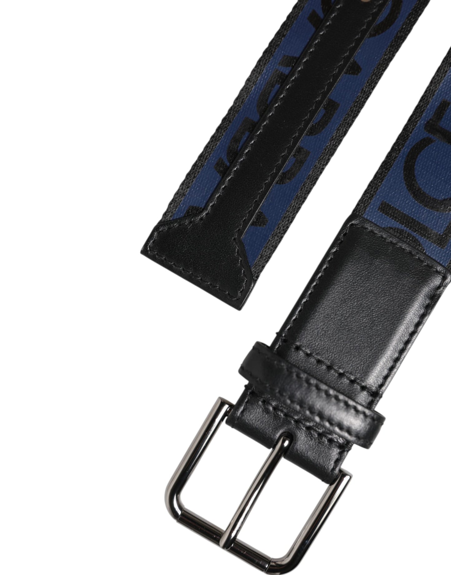 Black Blue DG Logo Silver Metal Buckle Belt