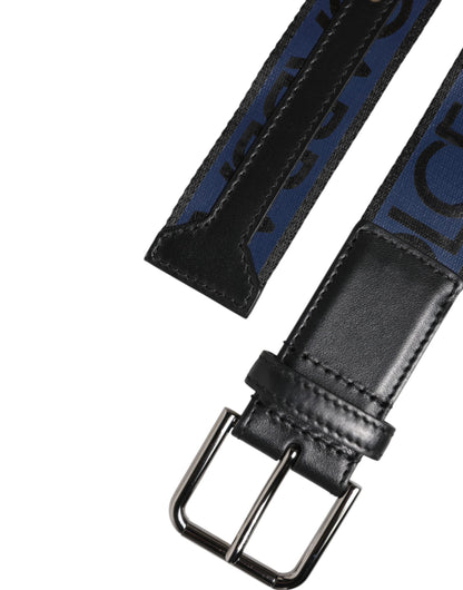 Black Blue DG Logo Silver Metal Buckle Belt