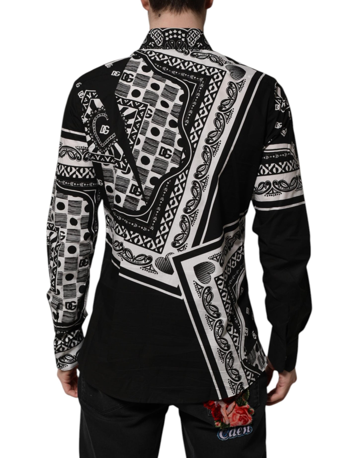 Black Bandana Print Logo MARTINI Dress Shirt