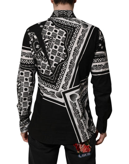 Black Bandana Print Logo MARTINI Dress Shirt