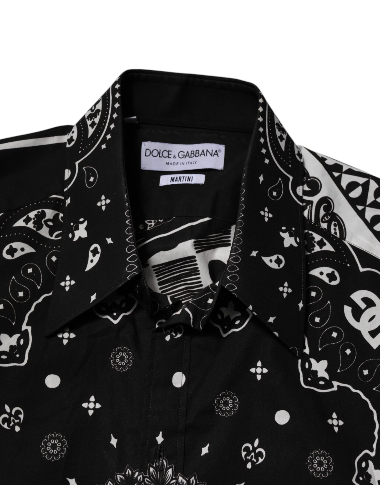 Black Bandana Print Logo MARTINI Dress Shirt