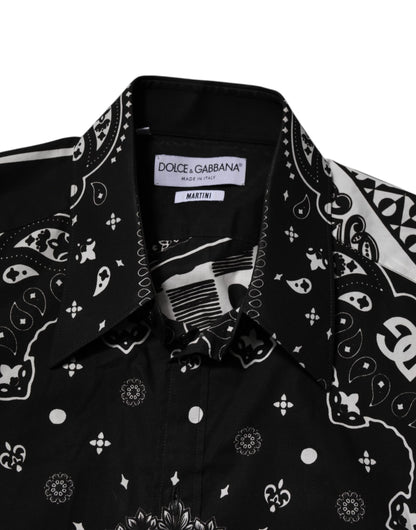 Black Bandana Print Logo MARTINI Dress Shirt
