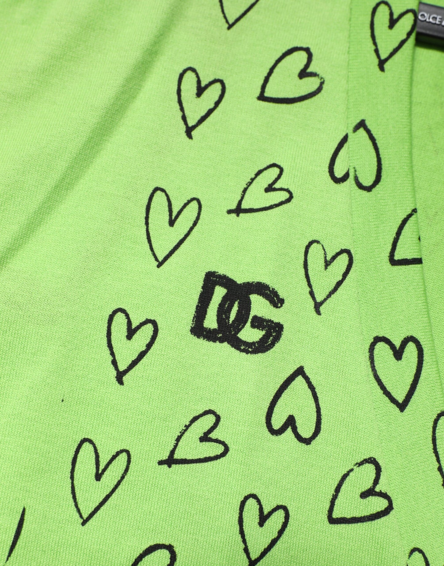 Green V-Neck DG Logo Heart Print T-shirt