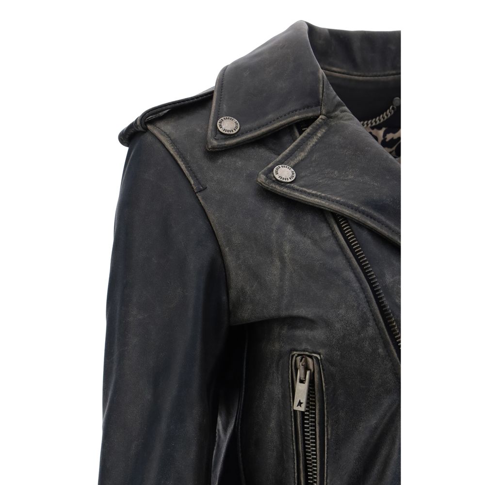 Black Calf Leather Bos Taurus Biker Jacket