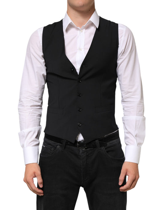 Black Wool Dress Formal Men Waistcoat Vest