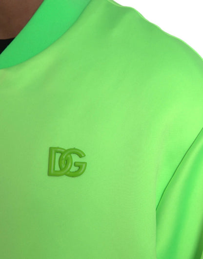 Neon Green Polyester Long Sleeves Men Bomber Jacket