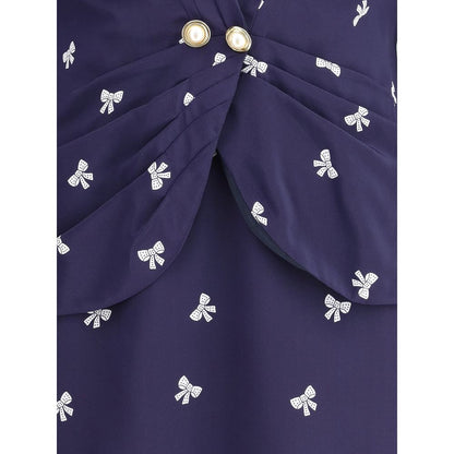 Blue Silk Casual Dress