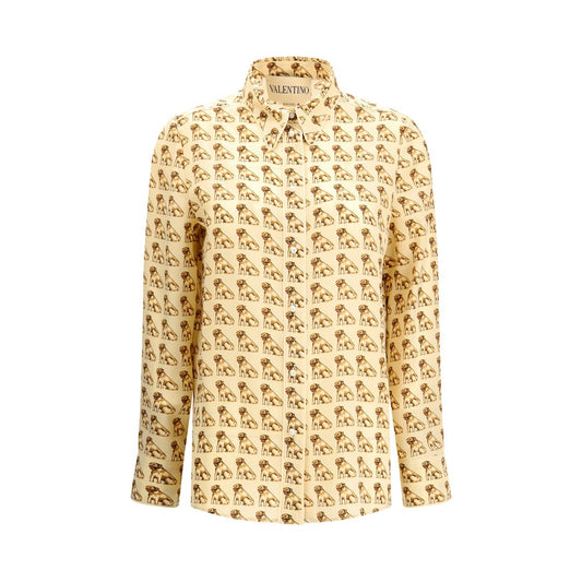 Beige Silk Pattern Shirt
