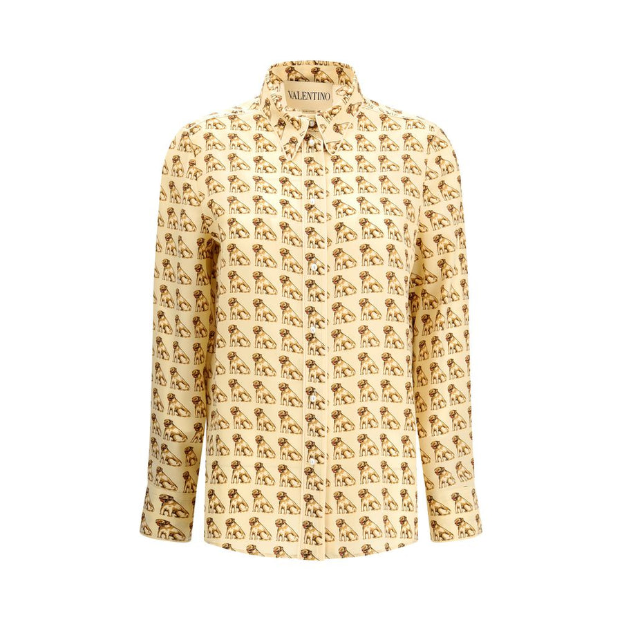 Beige Silk Pattern Shirt