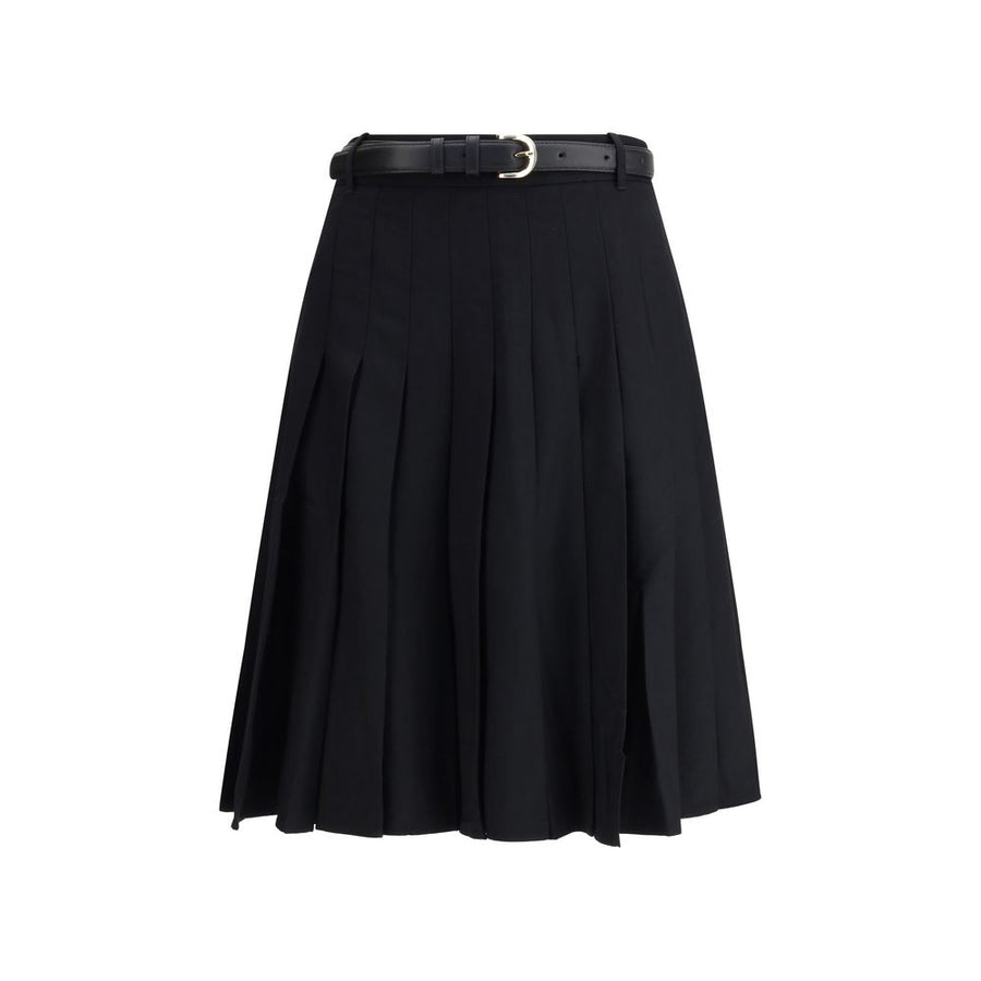 Pleated twill midi skirt