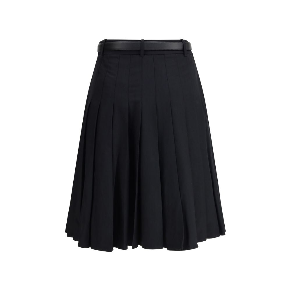 Pleated twill midi skirt