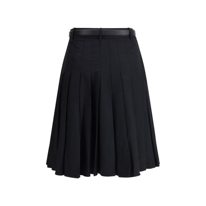 Pleated twill midi skirt