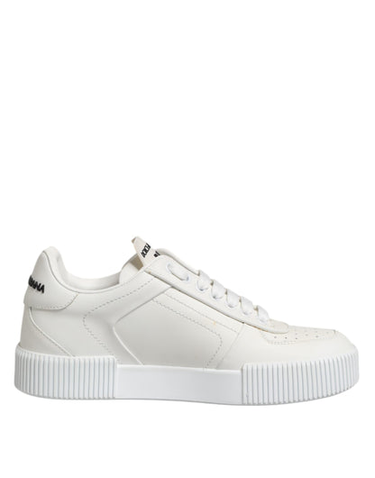 White Miami Leather Low Top Sneakers Shoes