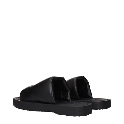 Black Leather Slippers Sandals