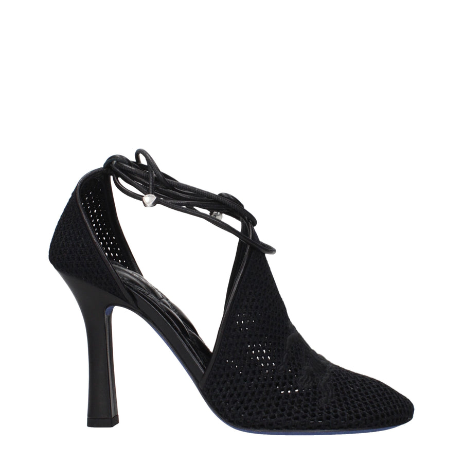 Black Fabric High Heel Pumps