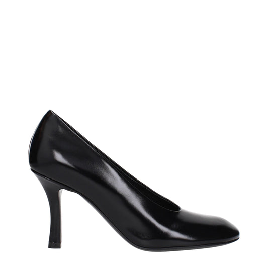 Black Leather High Heel Pumps