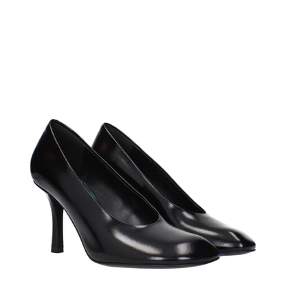 Black Leather High Heel Pumps