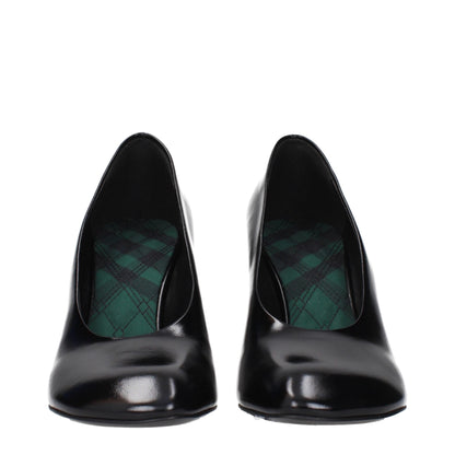 Black Leather High Heel Pumps