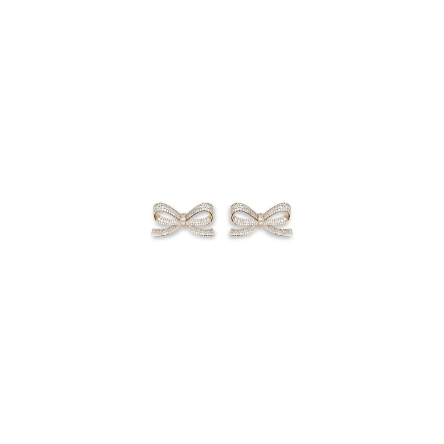 GOLD CRYSTAL BOW EARRINGS