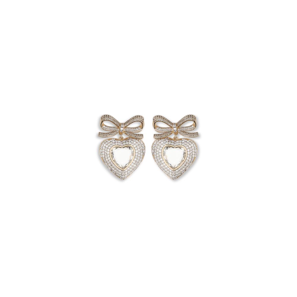 GOLD BOW CRYSTAL HEART EARRINGS