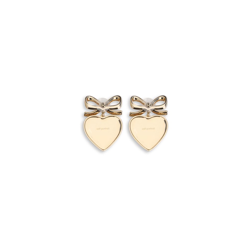 GOLD BOW CRYSTAL HEART EARRINGS