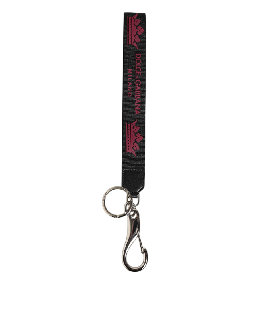 Black Burgundy Nylon DG Logo Crown Holder Keychain Keyring