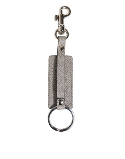 Gray Leather Logo Metal Ring Keychain Holder Keyring