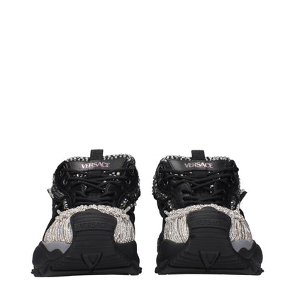 Black Fabric Chunky Sneakers