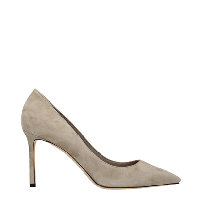 Gray Leather High Heel Pumps