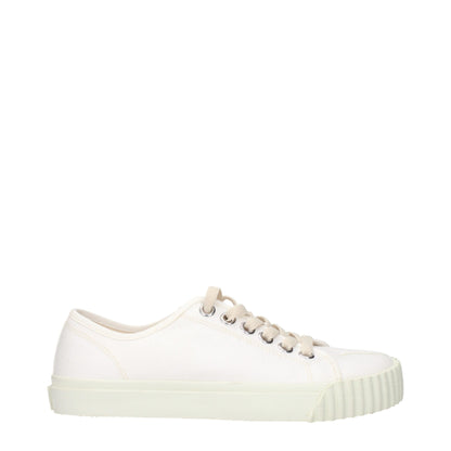White Fabric Low Tops